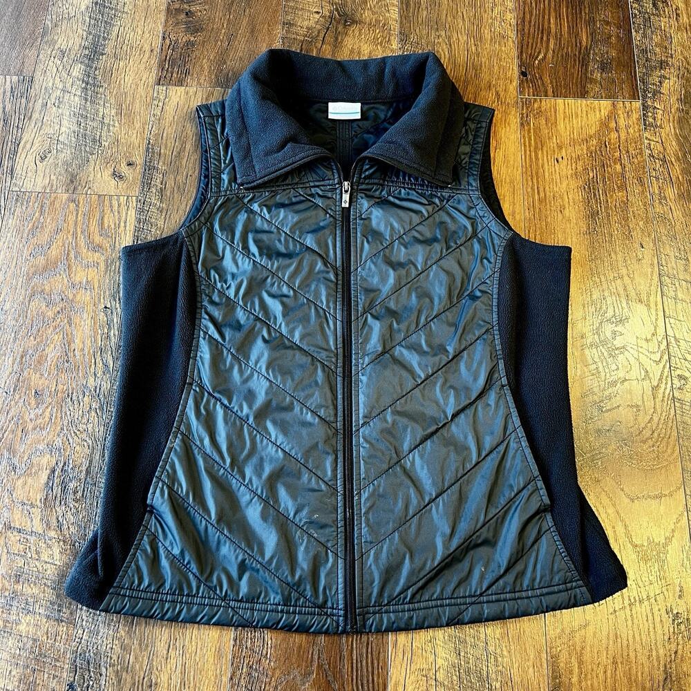 Columbia Vest Womens Large Black Mix It Around Quilted Fleece Full Zip Outdoors
